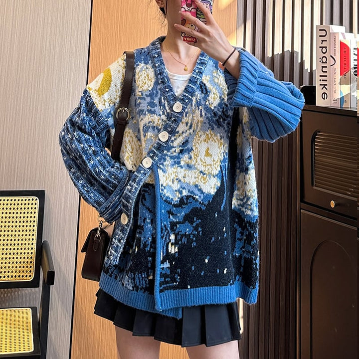 【outer】不規則 イレギュラーVネックニットカーデ　M17883