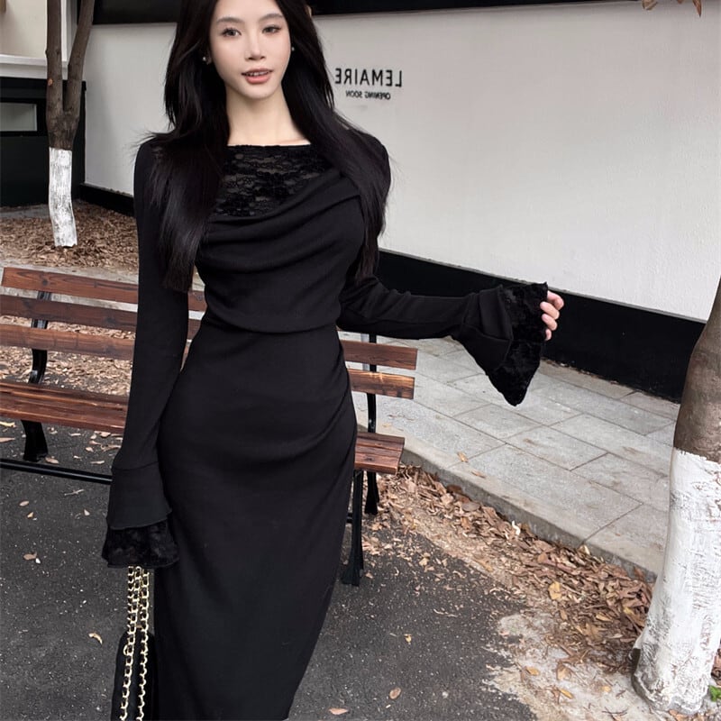 【dress】レース切り替えワンピース　M27846