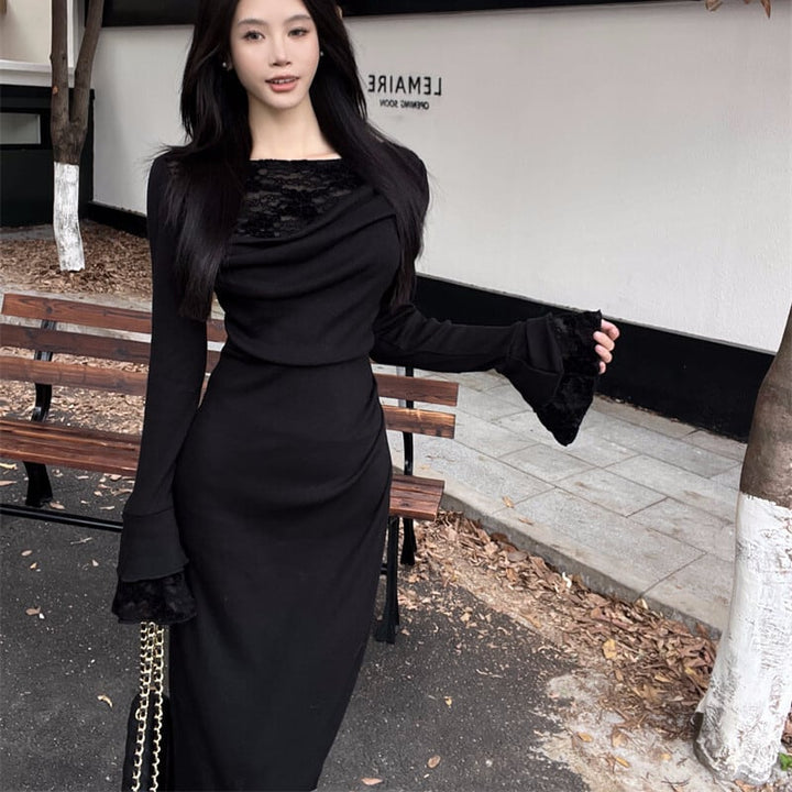 【dress】レース切り替えワンピース　M27846