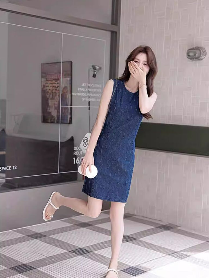 【dress】デニムベストワンピース Q8418