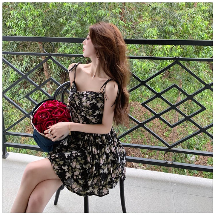 【dress】細身効果抜群♪花柄キャミワンピースオシャレ　M17224