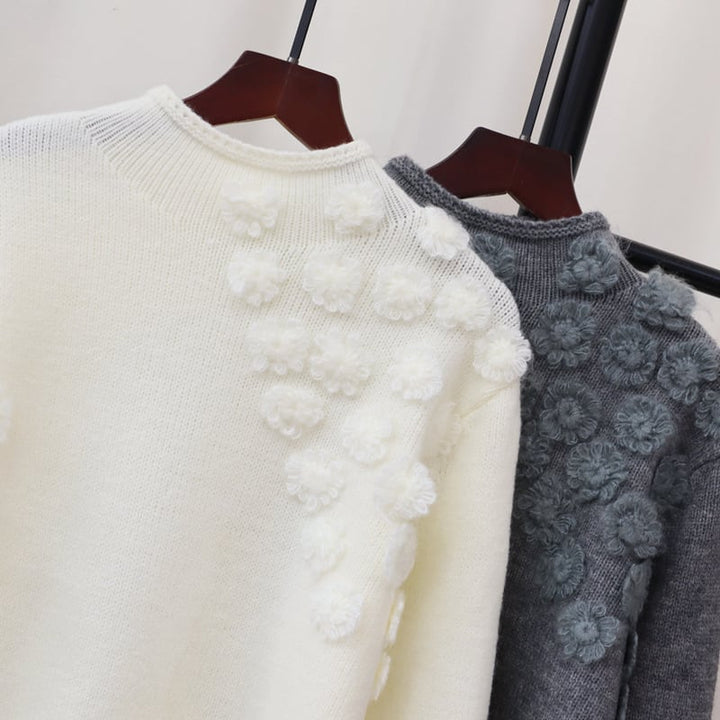 【tops】フラワーモチーフニットトップス　N2904