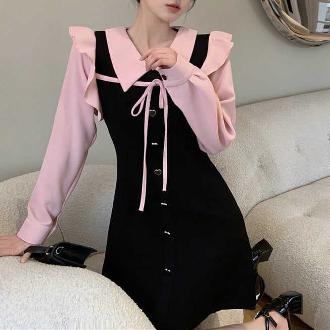 【dress】目立つ！スウィート切り替えデートワンピース　M17377