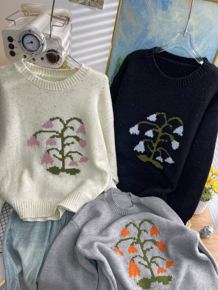 【tops】ジャカードニットセーター　M26612