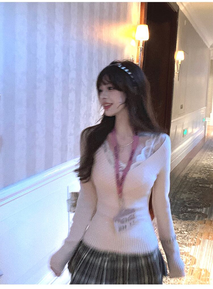 【set】レースインナー×ニットトップスセット     N3299
