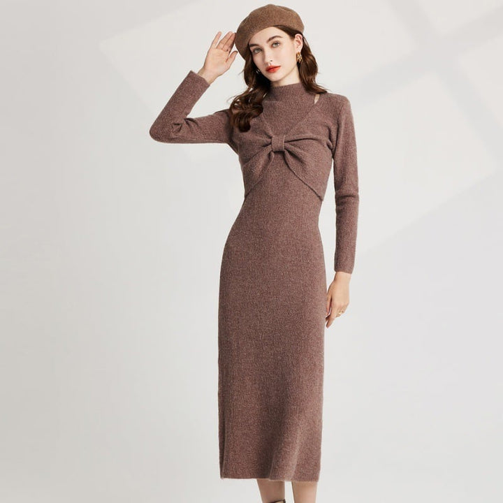 【dress】リボンニットトップス×ベストワンピースセット　M26251