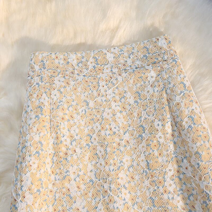 【bottoms】スリット花柄スカート　M30137