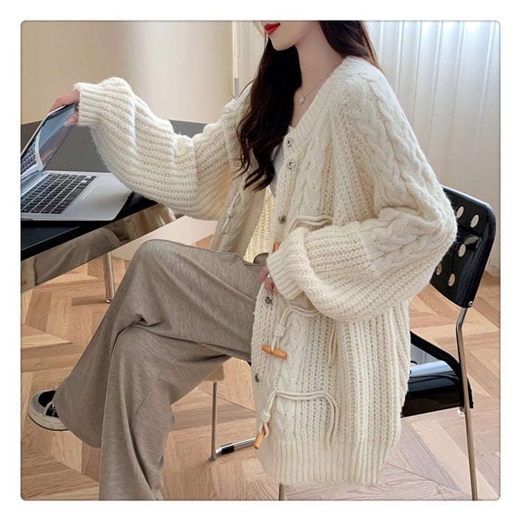 【outer】クルーネックニットカーデ　M18387