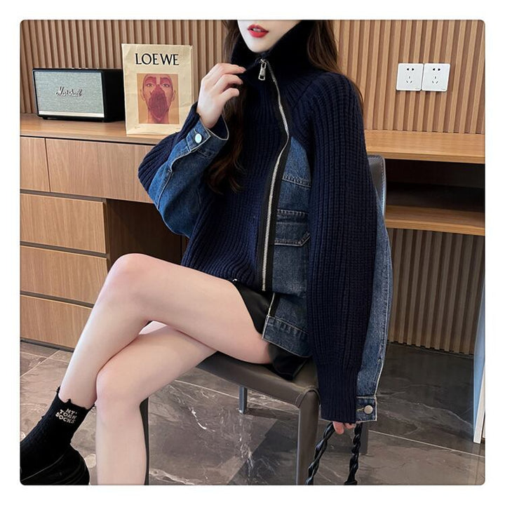 【outer】デニムドッキングニットカーデ　M18405
