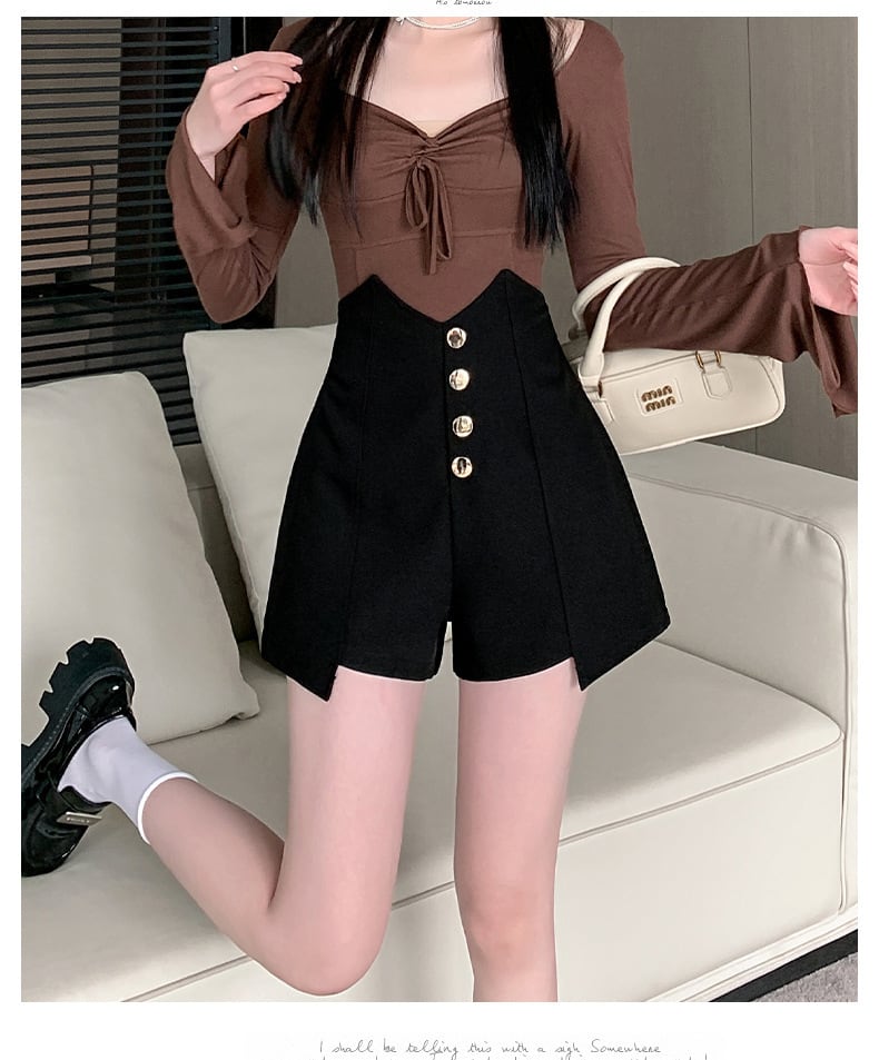 【bottoms】ハイウエストショートパンツ　M29466