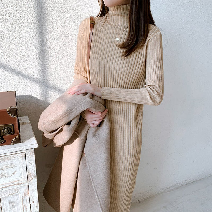 【dress】人気アイテム ! ハイネックニットワンピース　M17662