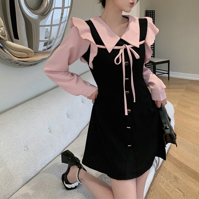 【dress】目立つ！スウィート切り替えデートワンピース　M17377
