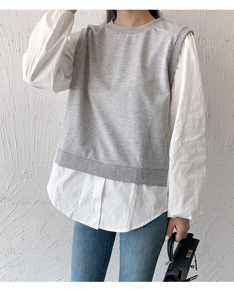 【tops】切り替えクルーネックプルオーバー　M17870