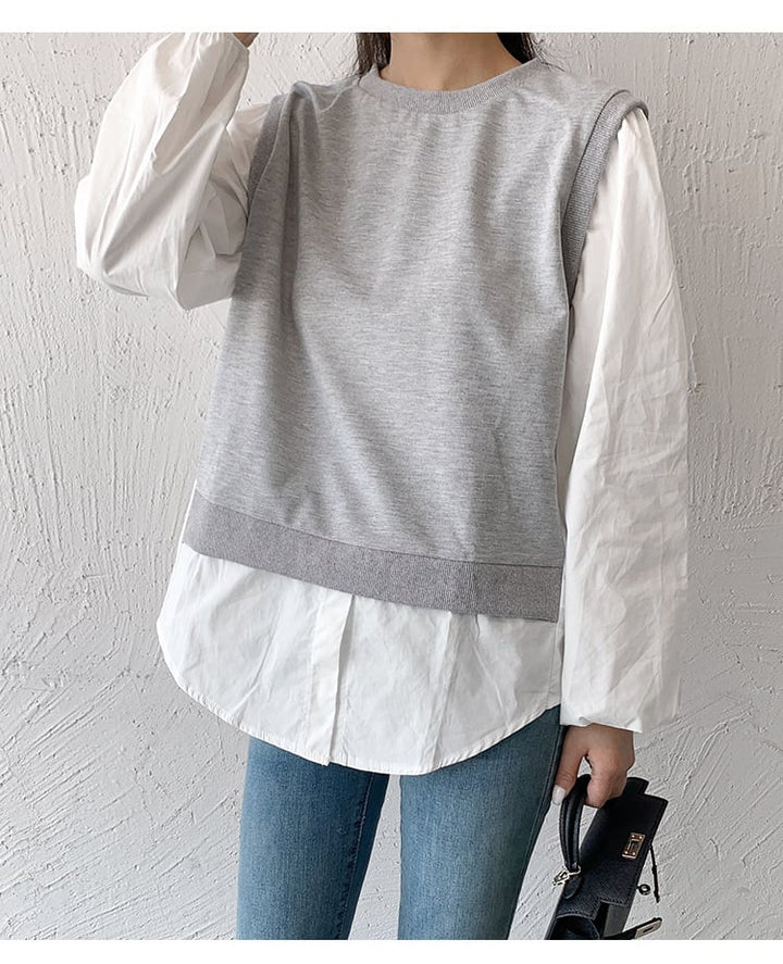 【tops】切り替えクルーネックプルオーバー　M17870