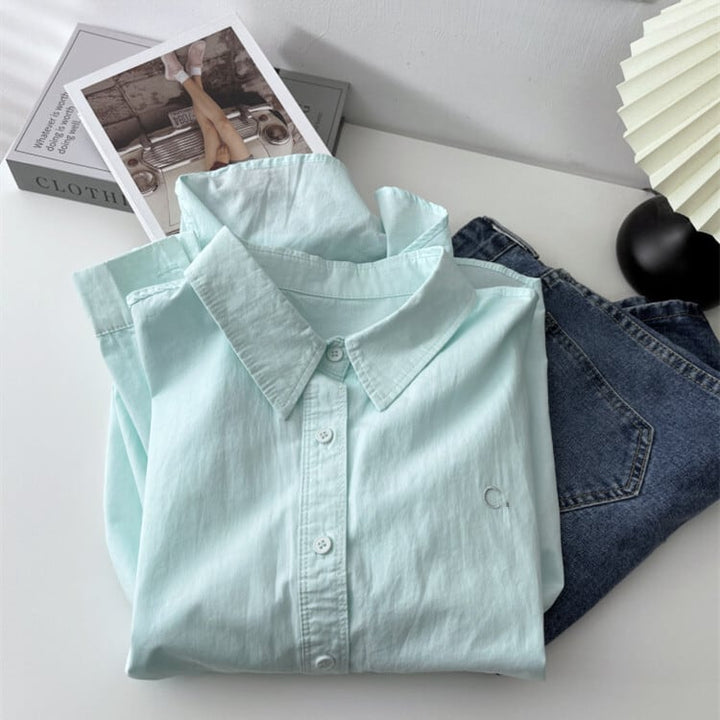 【tops】POLOネック刺繍シャツ　M29906