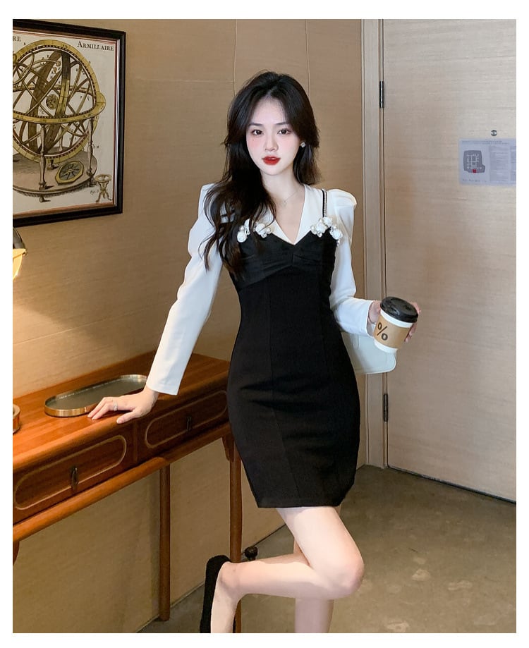 【dress】人気を独占中 エレガントデートワンピース着瘦せ　M17453