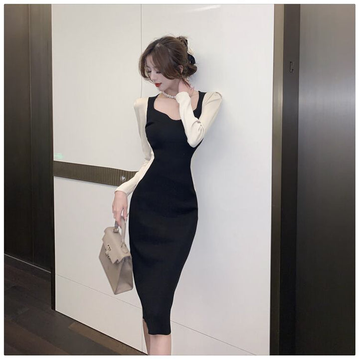 【dress】配色切り替えニットワンピース　M27808