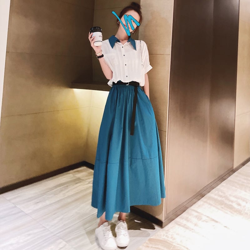 【dress】おしゃれ大人気切り替え配色シャツワンピース　M16816