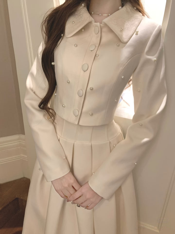 【set】パール付きショートジャケット×ロングスカートセット    N3401