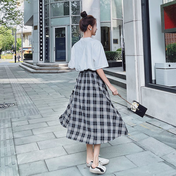【dress】輝いて超人気 ! チェック柄切り替えワンピース　M16802