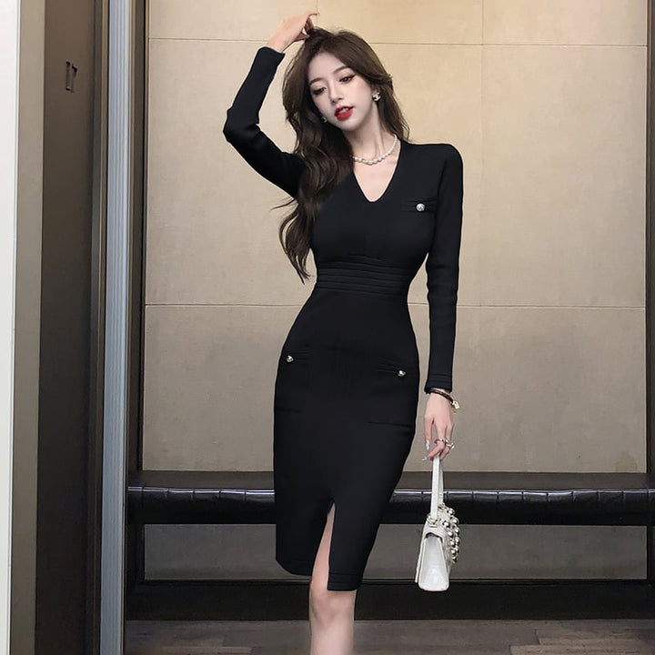 【dress】着回し力抜群Vネックニットワンピース　M17597