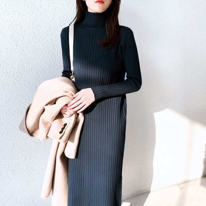 【dress】人気アイテム ! ハイネックニットワンピース　M17662