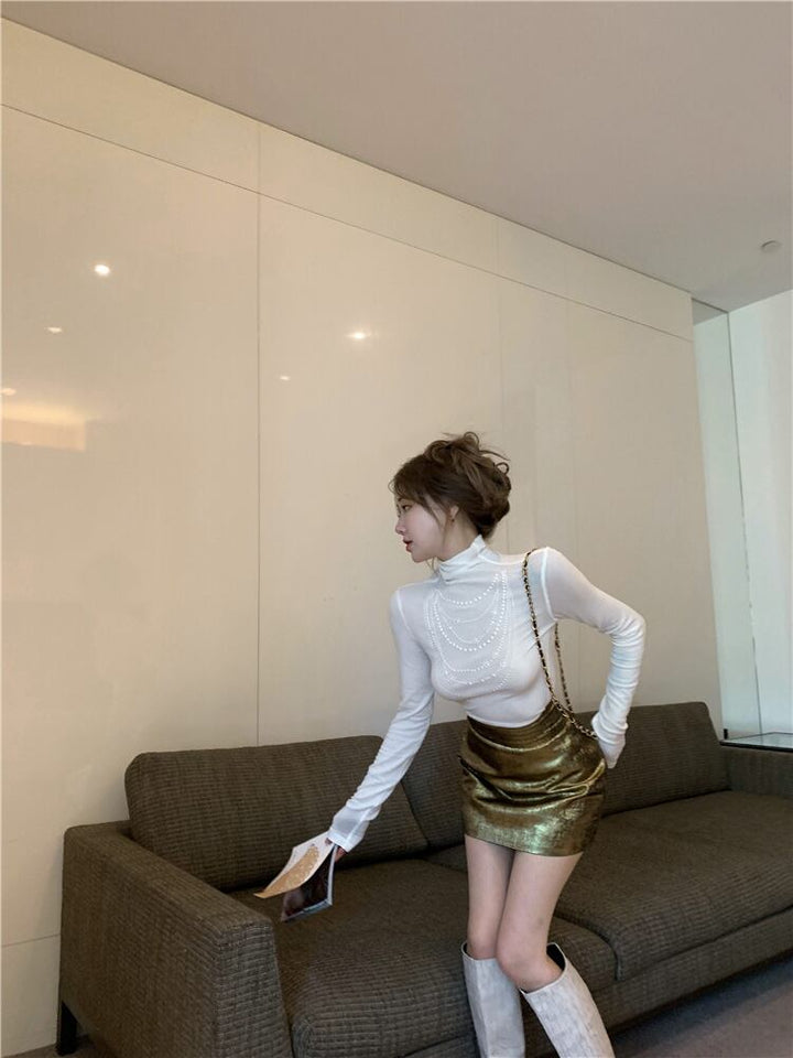 【tops】パールニットトップス　M28345