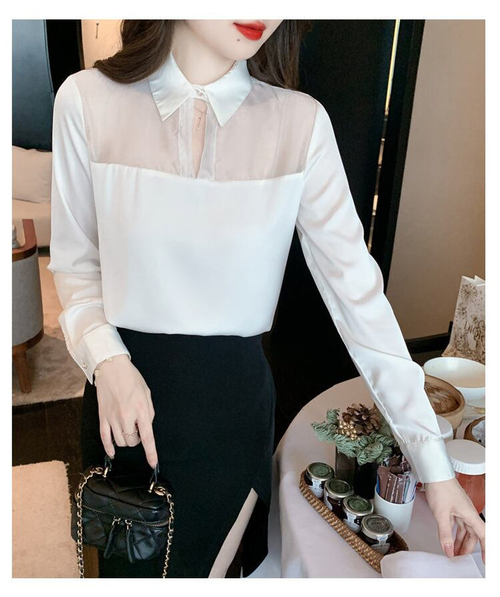 【tops】チュールコンビシャツトップス　M28615