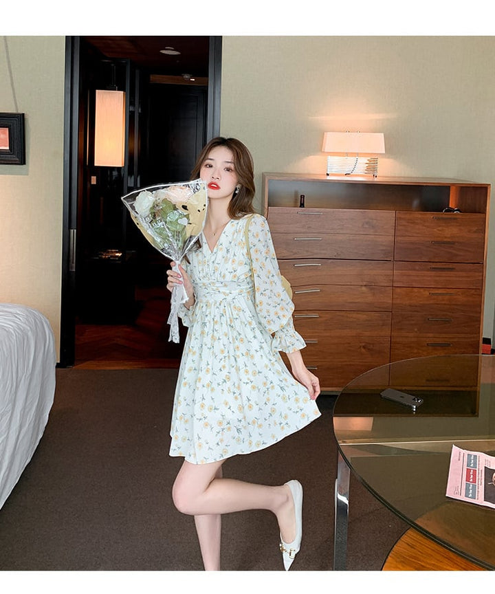 【dress】存在感 スウィートオシャレ花柄ワンピース　M17070