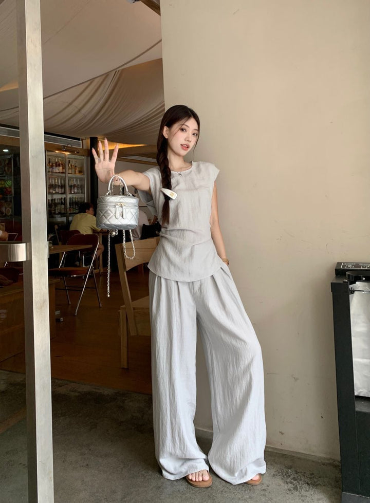 【set】ノースリーブトップス×ワイドパンツセット　M24127