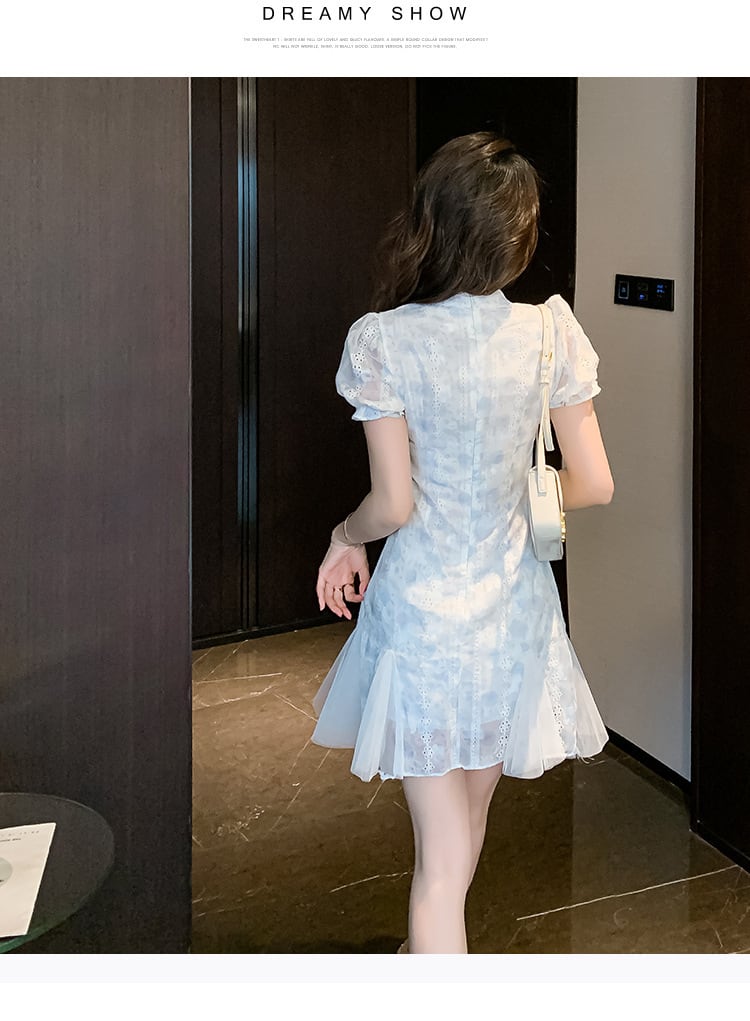 【dress】美人度アップエレガント刺繍デートワンピース　M17127