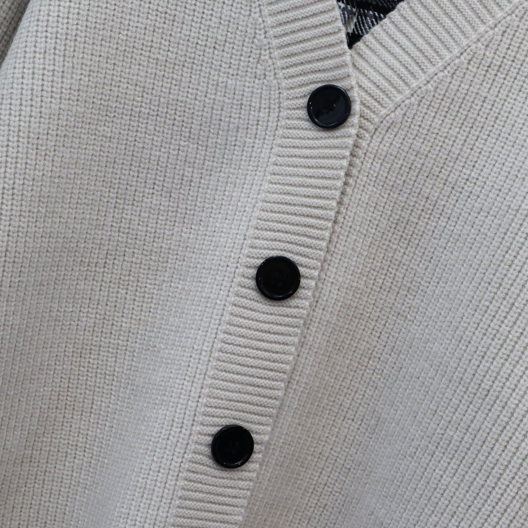 【outer】チェック柄ドッキングニットカーデ　M18259