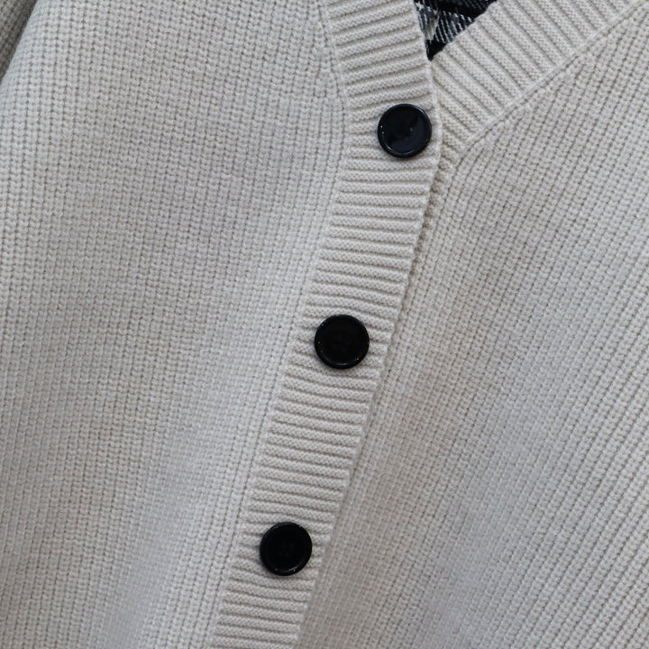 【outer】チェック柄ドッキングニットカーデ　M18259