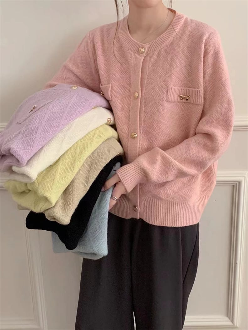 【outer】クルーネックニットカーデ　M25851
