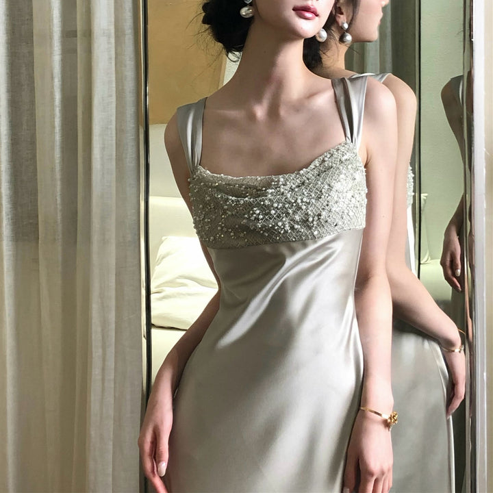 【dress】パールスパンコール付きキャミワンピース　N3527