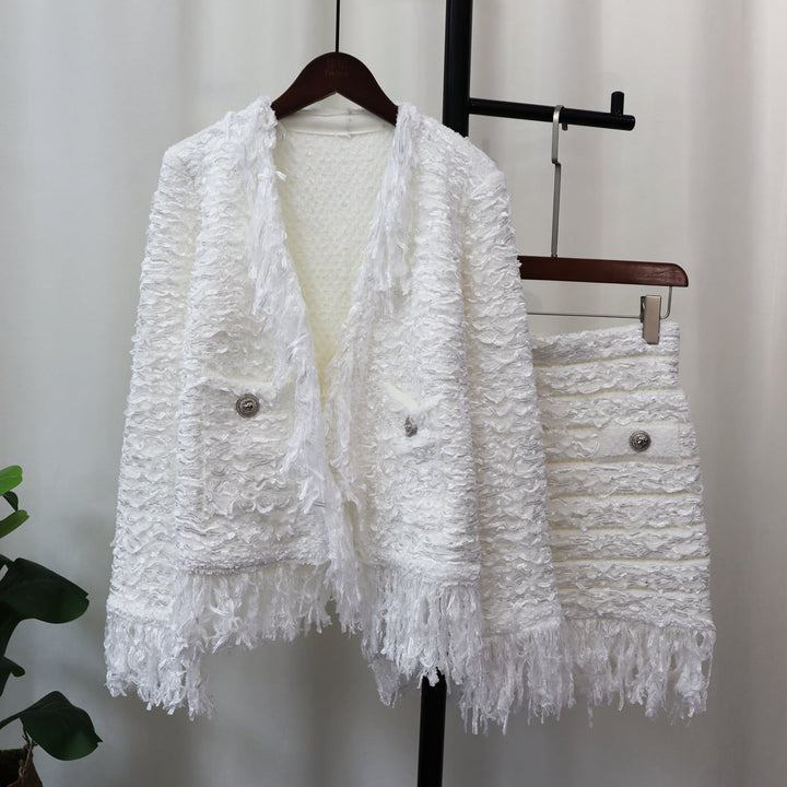 【set】フリンジニットカーデ×スカートセット　M18262