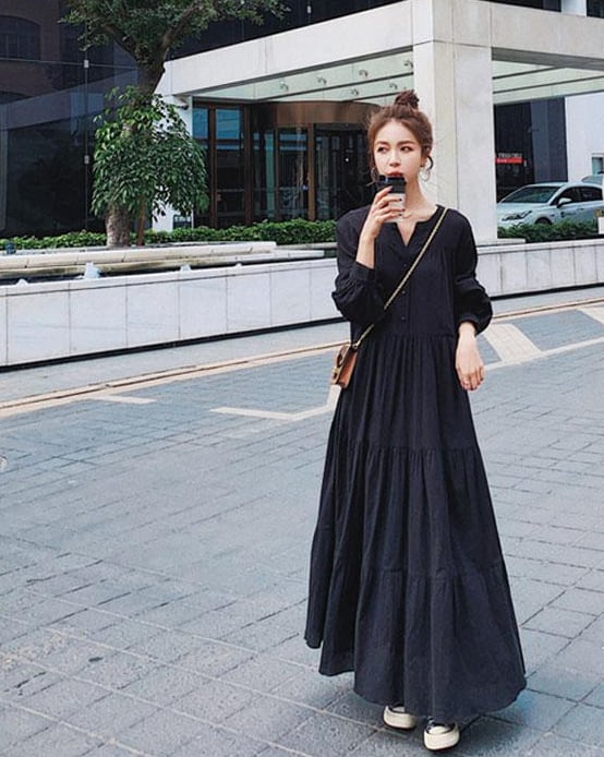 【dress】高級感 シンプル無地デートワンピース韓国系超人気　M16809