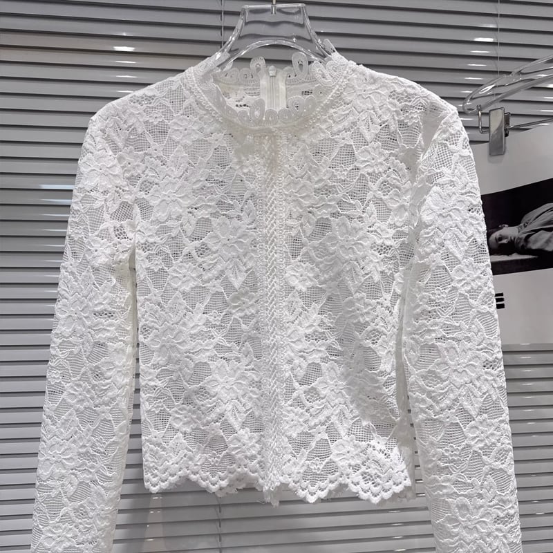 【tops】スタントカラーレーストップス Q8006
