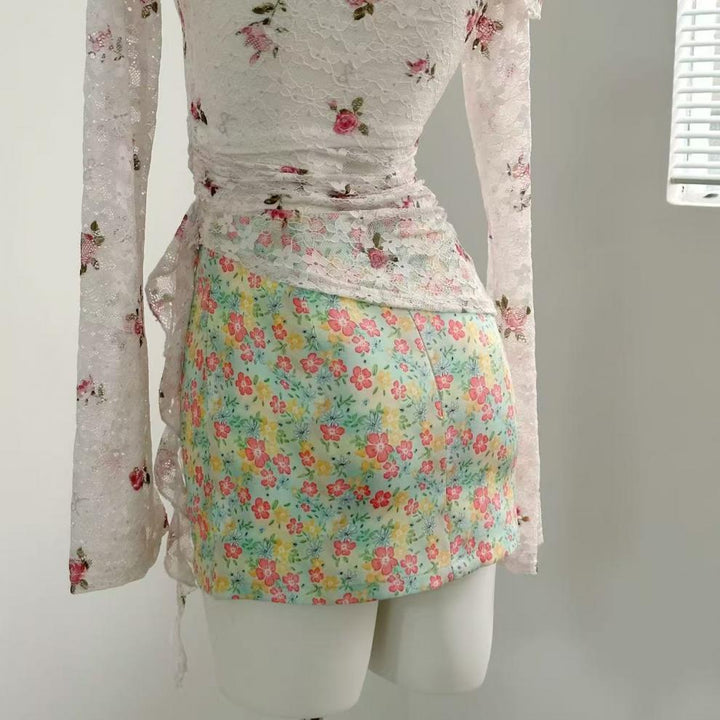 【tops】フリルレーストップスベアトップ付き　M29538
