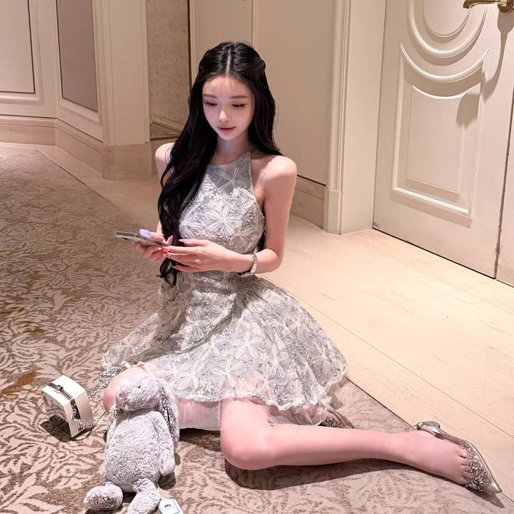 【dress】フラワー刺繍ミニワンピース　N3573