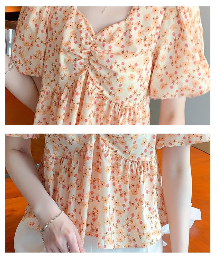 【tops】人気アイテム ! スウィート一目惚れ花柄トップス　M17163