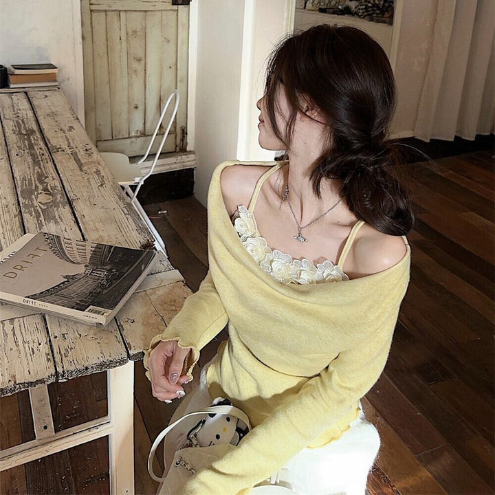 【tops】立体フラワーニットトップス　M27674