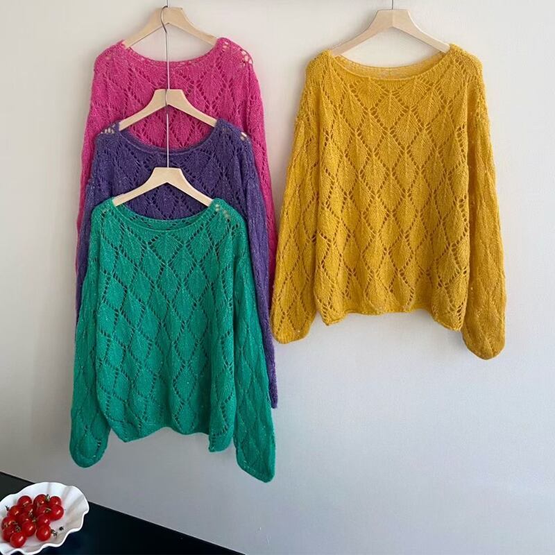 【tops】菱形ニットトップス Q8156