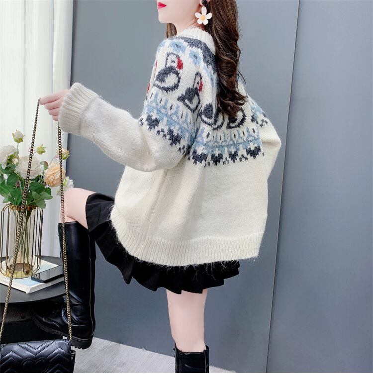 【tops】ジャカードニットセーター　M27647