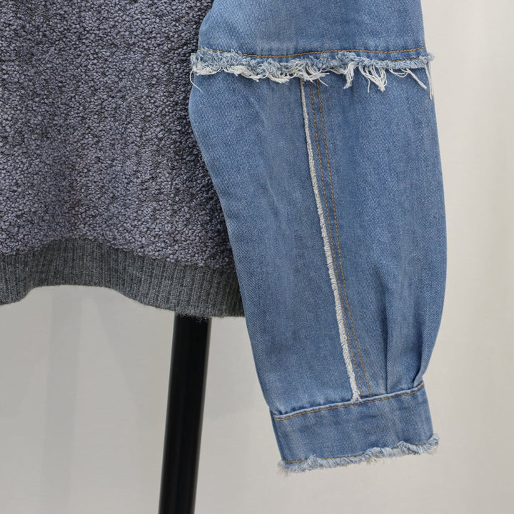 【outer】デニムドッキングニットカーデ　M18289