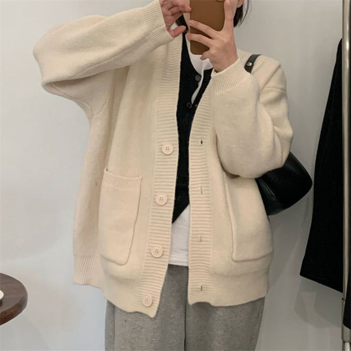 【dress】無地Vネックニットカーディガン　M17703
