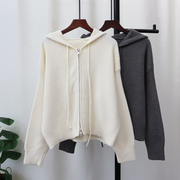【outer】フード付きニットカーデ　M27372