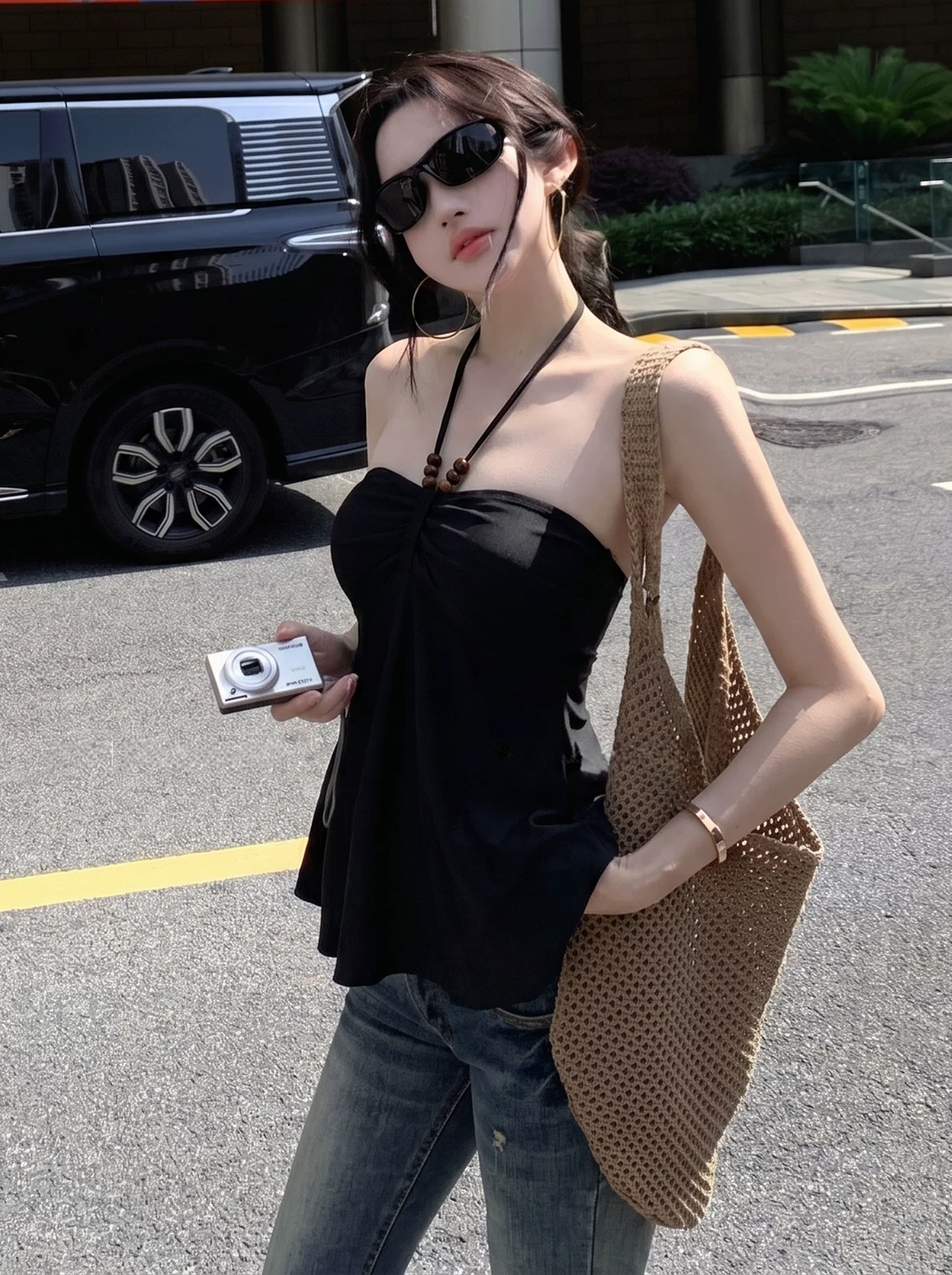【tops】ホルターネックフレアトップス Q8579