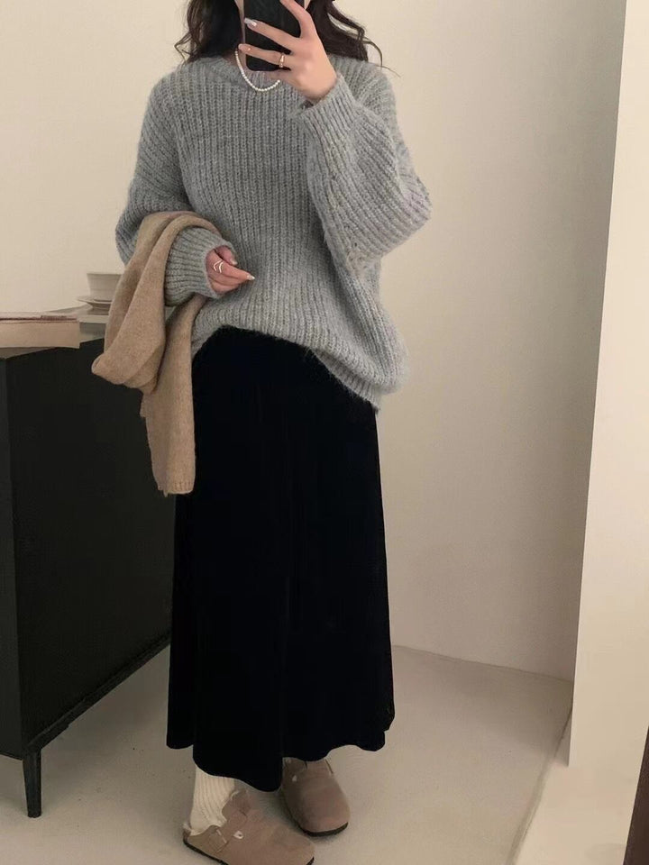 【tops】クルーネックニットセーター　M19008