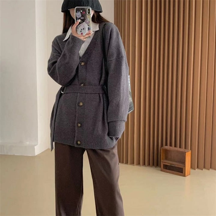 【dress】Vネックニットカーディガンベルト付き　M17795
